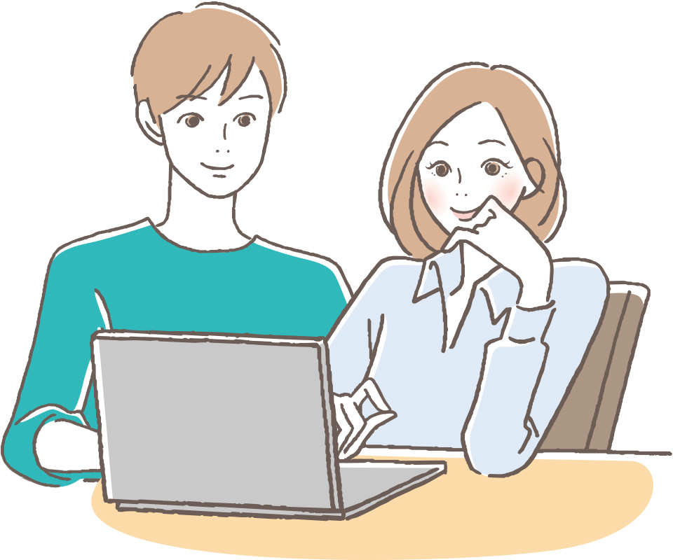 オンライン接客 カップルのイラスト
